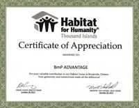 Habitat for Humanity - BmP Adv Certificate